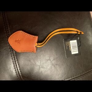 New Frye Cognac Leather Key  Holder $58 purse tote satchel hangtag fob
